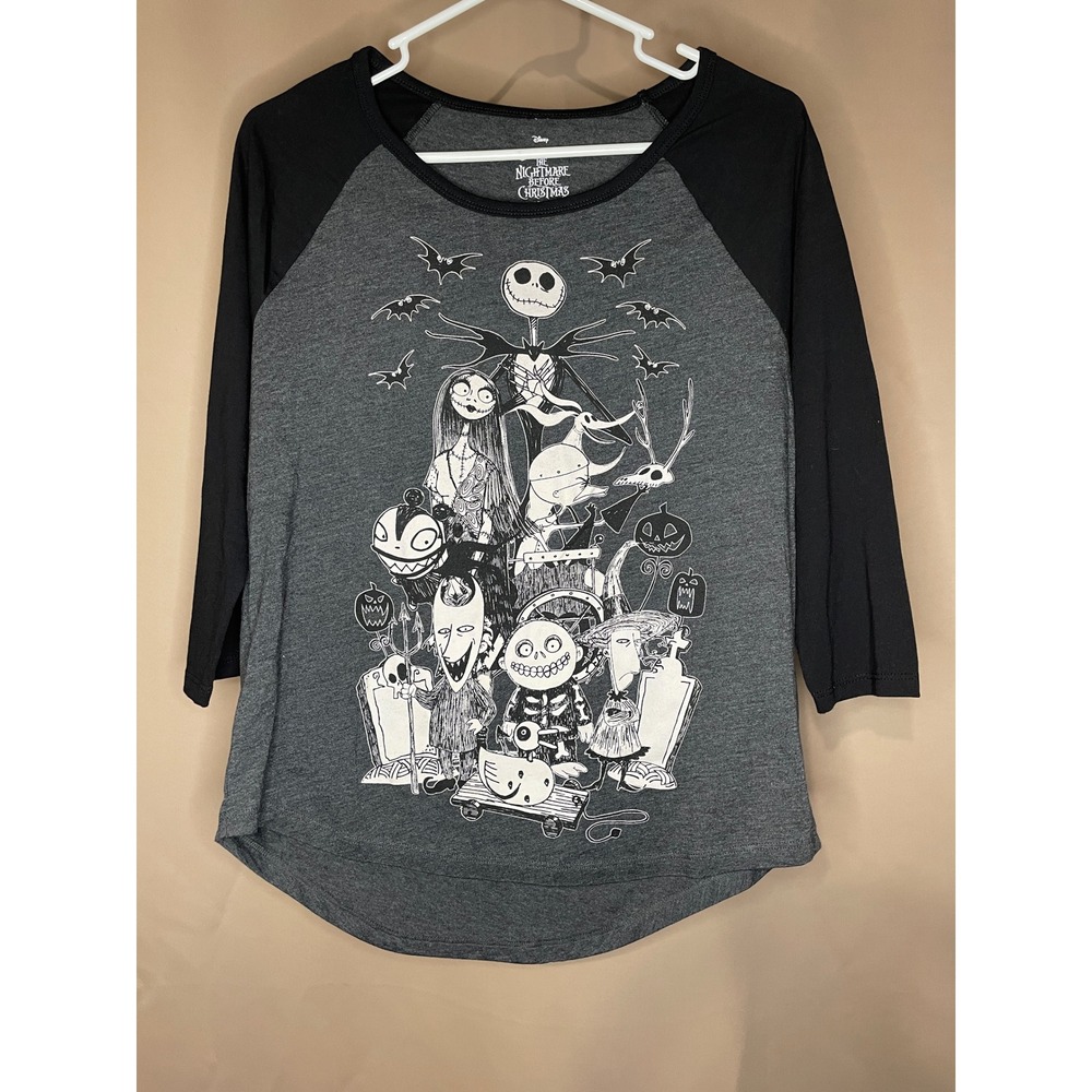Disney Nightmare Before Christmas Top Womens Small Raglan Sleeve Shirt